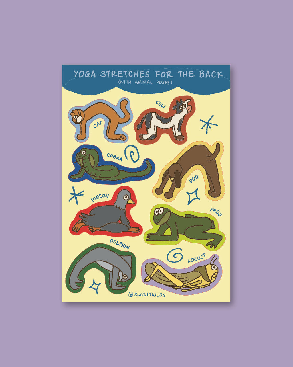 Animals doing Prescribed Yoga Animal Stretches Sticker Sheet